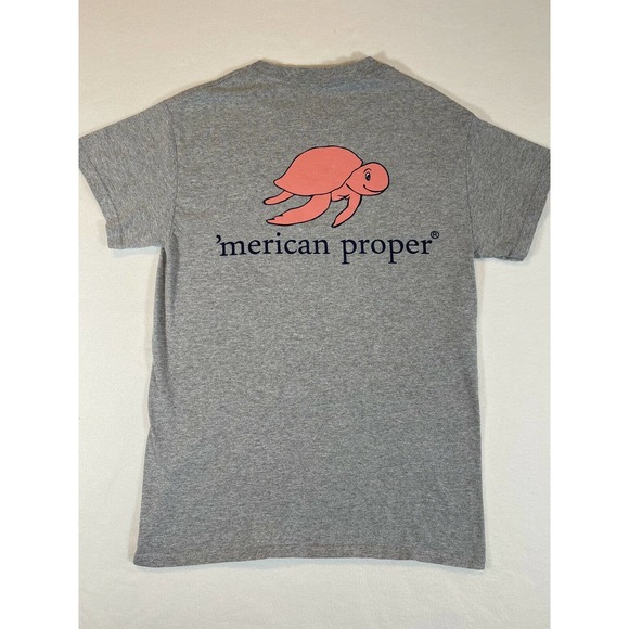 Simply Southern ‘Merican Proper Gray T Shirt Women's Small Pink Turtle Graphic - Picture 4 of 7